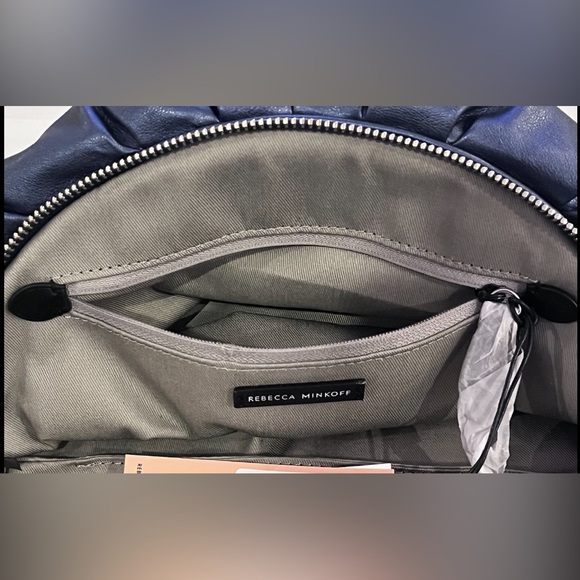 REBECCA MINCOFF Metallic Ruched Vegan Leather Zippered Clutch Bag NWT HU20EGNC07 - Picture 4 of 15